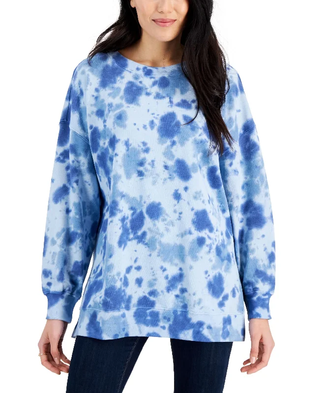 Style & Co Printed Oversized Sweatshirt Hoodie with Applique Textured Unique