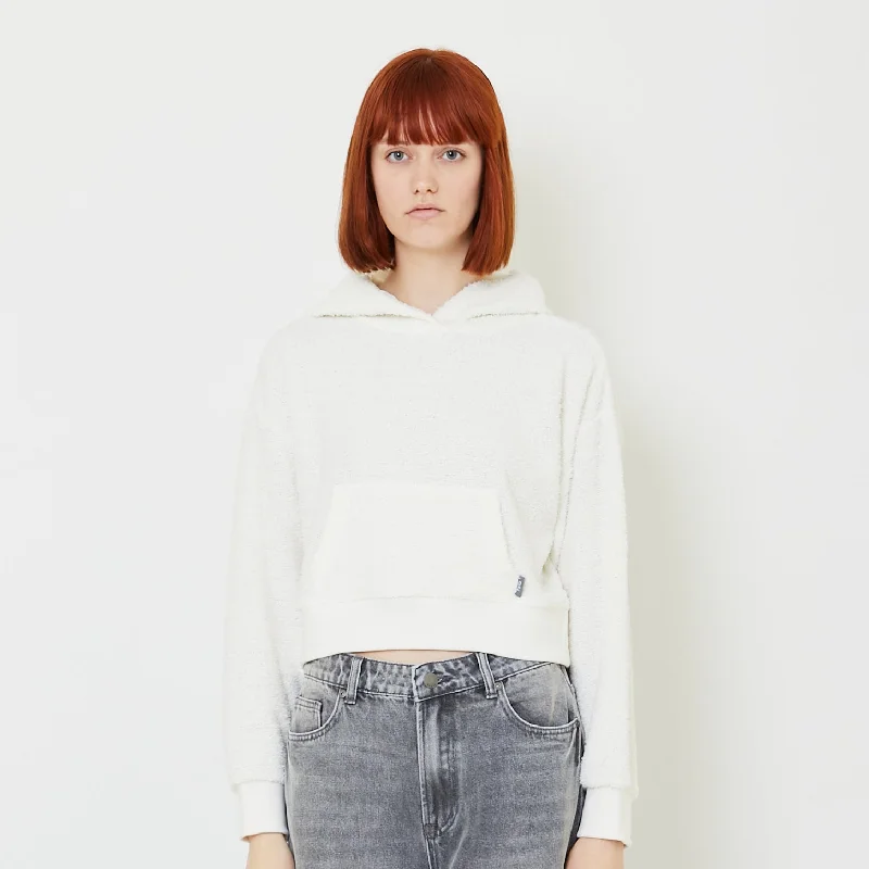 Women Cropped Hoodie - Off White - SW2407084A Hoodie with Oversized Fit Loose Comfortable