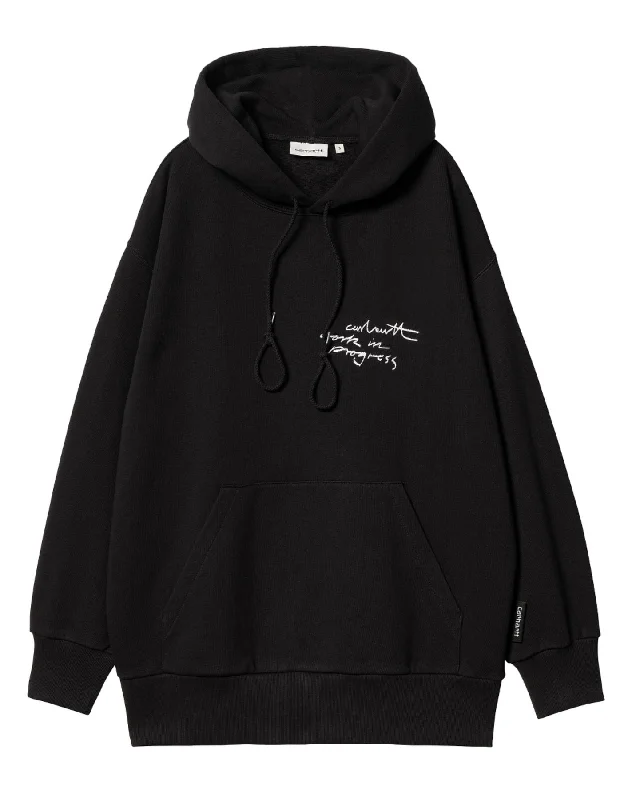 Sweatshirt woman I033688 89XX BLACK CARHARTT WIP Hoodie with Hem Drawcord Adjustable Customizable