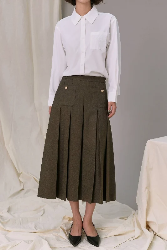 Tamika Pleated Skirt zip skirt side