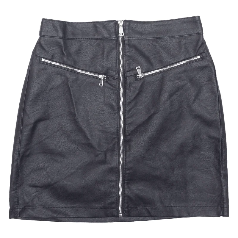 TERRANOVA Front Zip Womens Straight Skirt Black Short S velvet skirt rich
