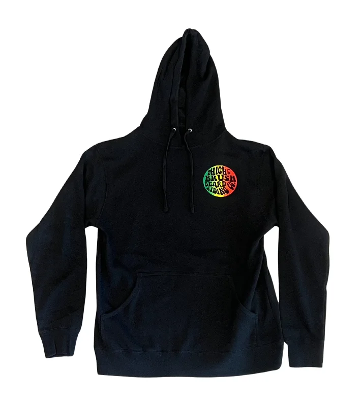 THIGHBRUSH® BEARD RIDING COMPANY - "420" Unisex Hooded Sweatshirt - Black Hoodie with Belted Waist Structured Tailored