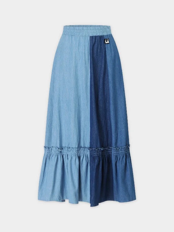 TRI COLOR SKIRT-DENIM breathable skirt fabric