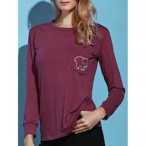 Simple Women's Long Sleeve Elephant Pattern Sweatshirt - Purple Xl Hoodie with Zipper Placket Modern Functional Simple Women's Long Sleeve Elephant Pattern Sweatshirt - Purple Xl Hoodie with Zipper Placket Modern Functional