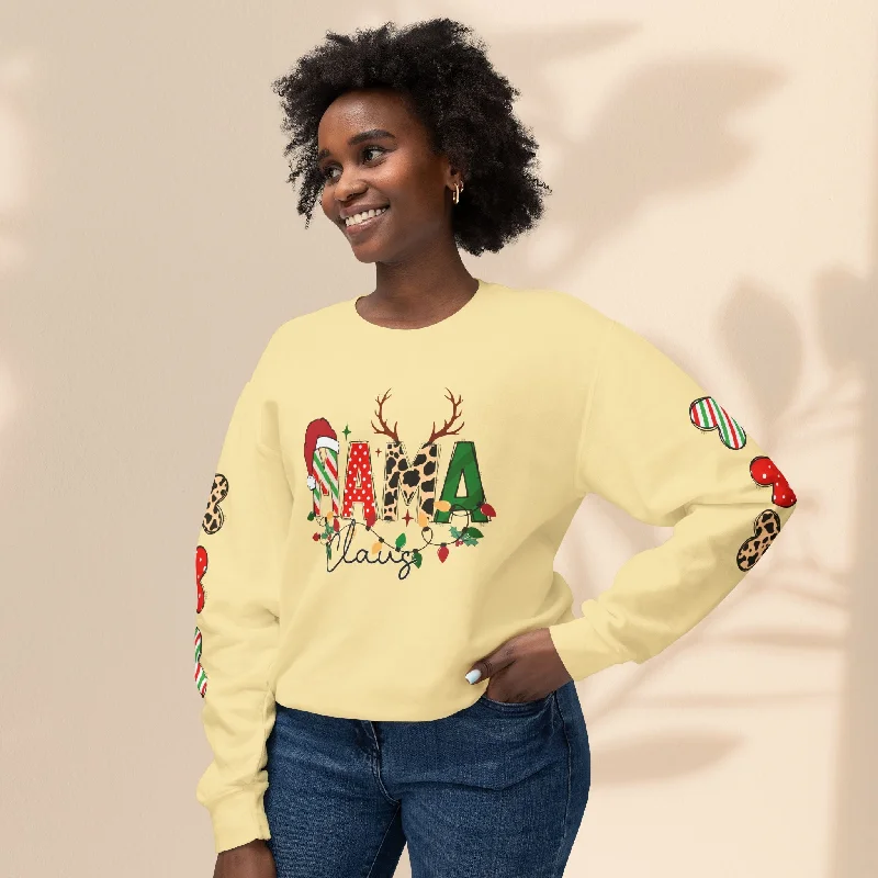 Unisex Lightweight Crewneck Sweatshirt - Mama Claus Hoodie with Elastic Cuffs Stretchable Comfortable Unisex Lightweight Crewneck Sweatshirt - Mama Claus Hoodie with Elastic Cuffs Stretchable Comfortable