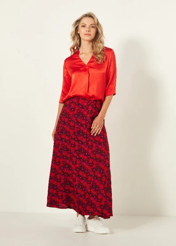 Valeria Skirt Floral Print denim skirt durable