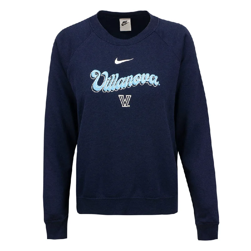 Ladies Villanova Wildcats Nike Stacked Script Crew Sweatshirt Hoodie with Zipper Placket Modern Functional Ladies Villanova Wildcats Nike Stacked Script Crew Sweatshirt Hoodie with Zipper Placket Modern Functional