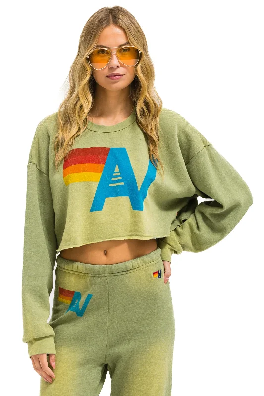 VINTAGE LOGO CROPPED CREW SWEATSHIRT RELAXED - FADED ARMY Hoodie with Logo Branding Identity