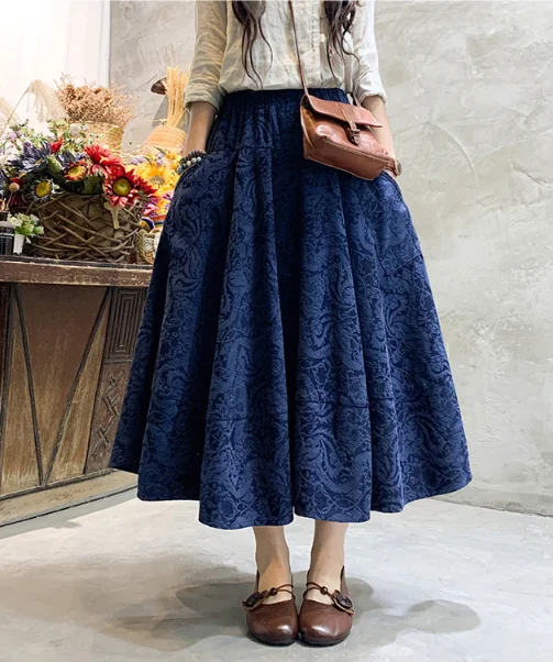Vintage Skirt High Waist Work Wear Midi Skirts corduroy skirt comfortable