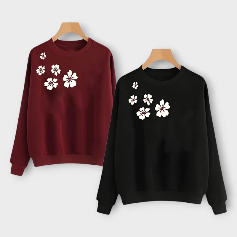 Winter Printed Sweatshirt For Womens Hoodie with Side Slits Relaxed Casual
