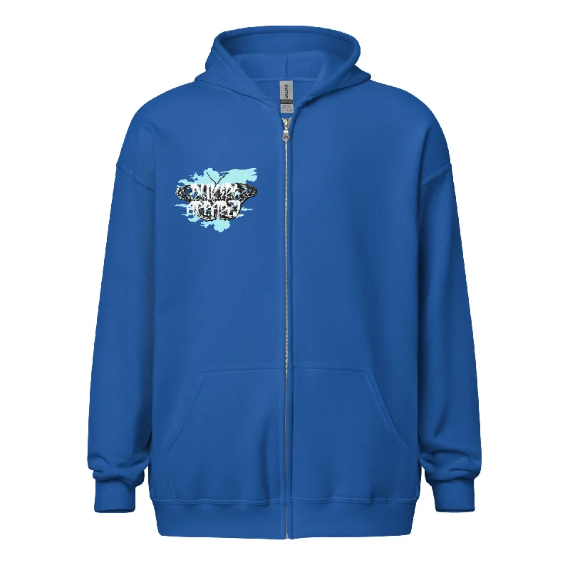 WOF Royal Blue heavy blend zip hoodie Hoodie with Hem Raw Edge Edgy Unfinished