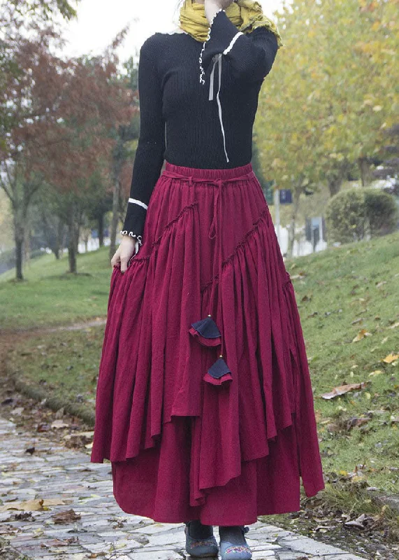 Women Mulberry Asymmetrical drawstring Skirts Spring wool skirt sturdy