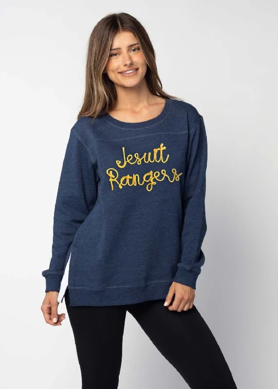 Women's "Back to Basics" Tunic navy sweatshirt Hoodie with Hem Embroidery Detailed Premium Women's "Back to Basics" Tunic navy sweatshirt Hoodie with Hem Embroidery Detailed Premium