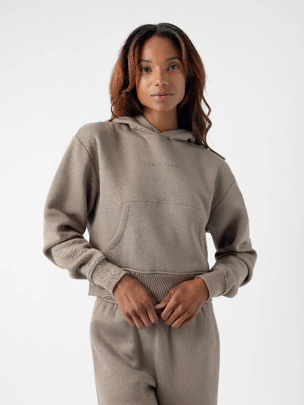 Women's CityScape Cropped Hoodie Hoodie with Sequins Glamorous Eye-catching