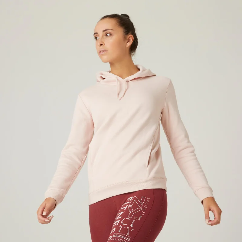 Women's Fitness Hoodie 520 - Pink Quartz Hoodie with Patch Decorative Personalized