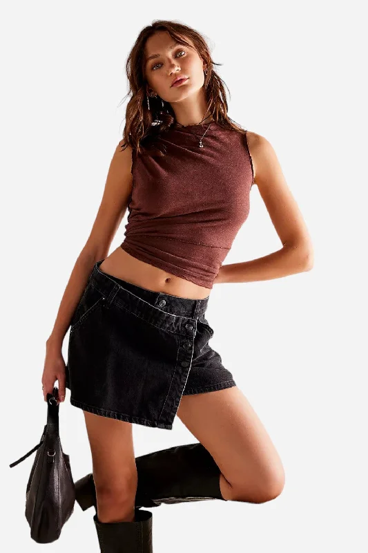 Free People Wynne Denim Skirt in Eclipse low waist skirt