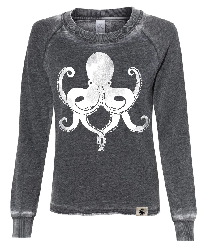 Zen Octopus Lazy Day Sweatshirt Hoodie with Zipper Placket Modern Functional
