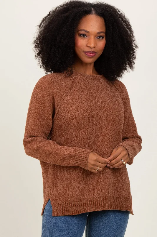 Camel Raglan Knit Sweater Spandex Rayon Corduroy