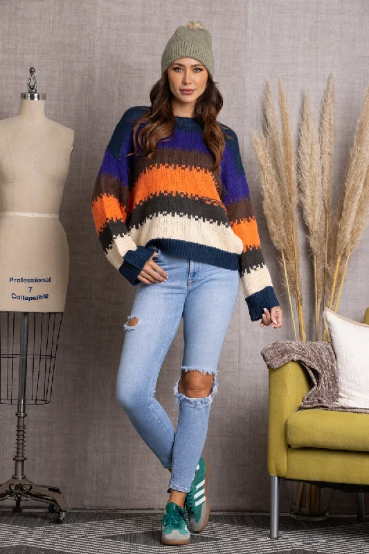 MULTI PATTERN KNITTED SWEATER-ILT1152 Graphic Sweater Embroidered Appliqued