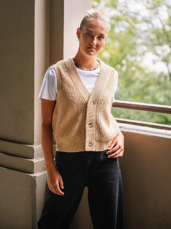 In Vestible Sweater - Hazelnut Mesh Fabric Canvas Fabric Denim Fabric