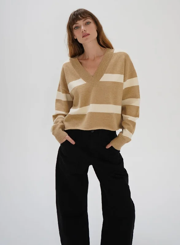 LNA Morjana Sweater / Camel Stripe Neon Metallic Matte