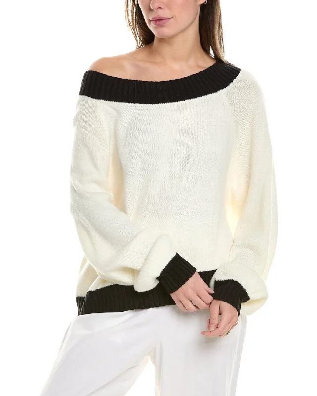 WeWoreWhat Off-the-Shoulder Sweater Silk Blend Satin Velvet