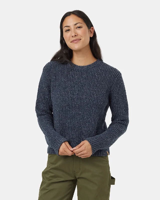 Women's Highline Nep Crew Sweater Boat Neck Shawl Collar Notched Collar