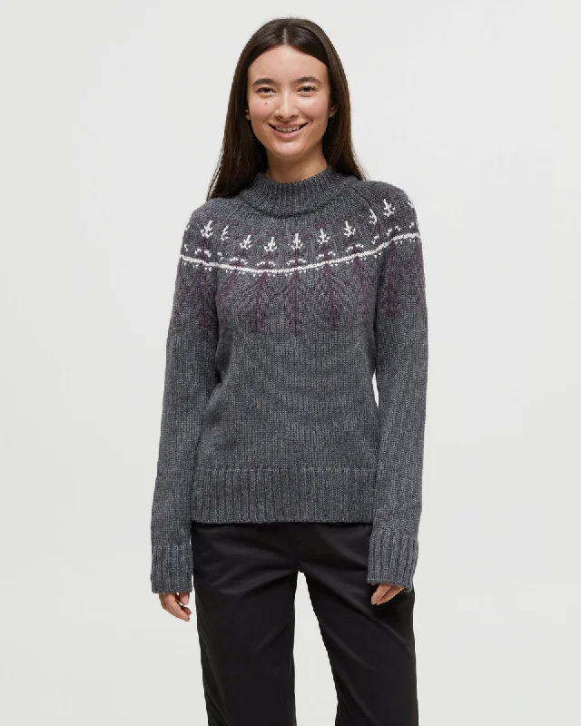 Women's Highline Wool Intarsia Sweater Toggled Drawstring Belted