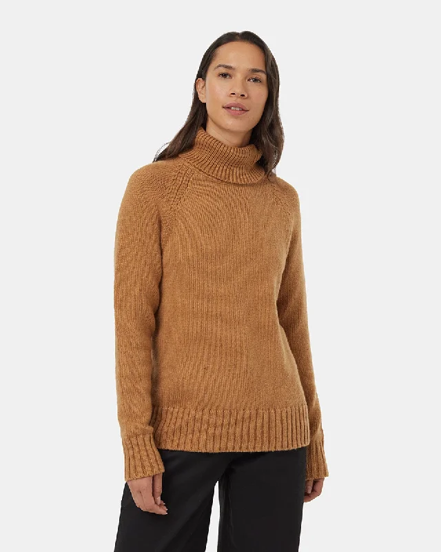 Women's Highline Wool Turtleneck Sweater Mesh Blend Leather Blend Suede Blend